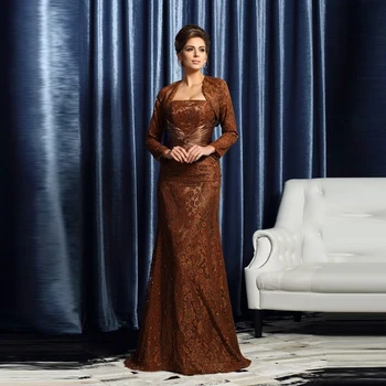 Latest Gorgeous Brown Lace Two Pieces Mother of the Bride Dresses With Jacket Strapless Pleating Beads Wedding Guest Gowns
Latest Gorgeous Brown Lace Two Pieces Mother of the Bride Dresses With Jacket Strapless Pleating Beads Wedding Guest Gowns