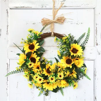 16inch High Quality Simulation Sunflower Artificial Flower Wreath Silk Flowers Semicircular Door Ornament Wreath Wedding Wall 
16inch High Quality Simulation Sunflower Artificial Flower Wreath Silk Flowers Semicircular Door Ornament Wreath Wedding Wall