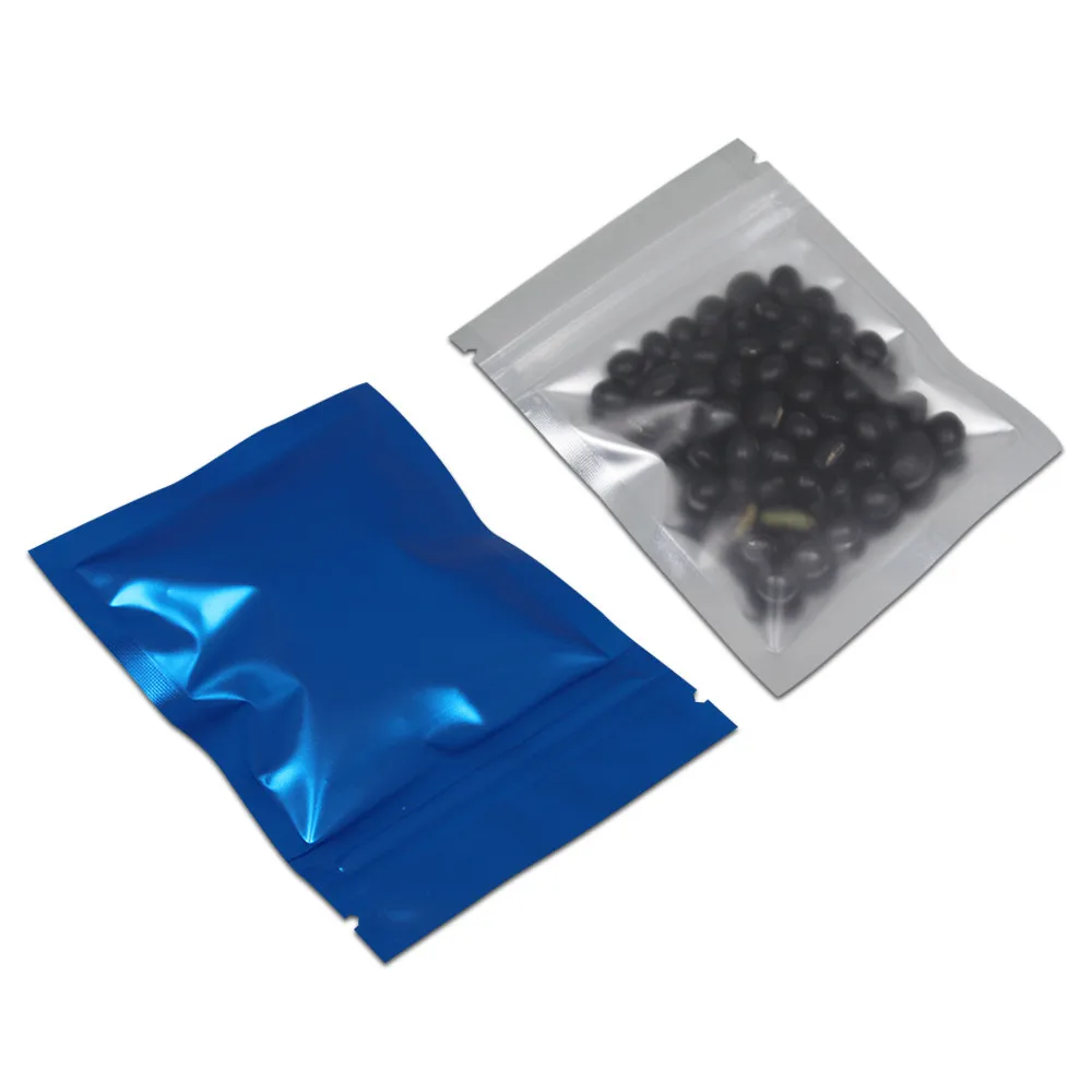 

200Pcs/lot Matte Clear Blue Plastic Aluminum Foil Ziplock Packing Pouch Self Seal Zipper Mylar Package Bag for Snack Nuts Pack
