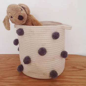 Newly Nordic Cotton Rope Knitted Pom Decoration Laundry Basket Toy Storage Bucket for Home TE889
Newly Nordic Cotton Rope Knitted Pom Decoration Laundry Basket Toy Storage Bucket for Home TE889