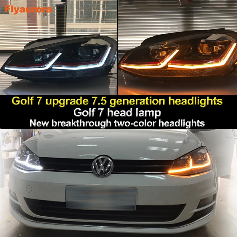 Car Styling Head Lamp case for VW Golf7 Headlights Golf 7 MK7 2013-2017 LED Headlight DRL Lens Double Beam Bi-Xenon HID | Автомобили и