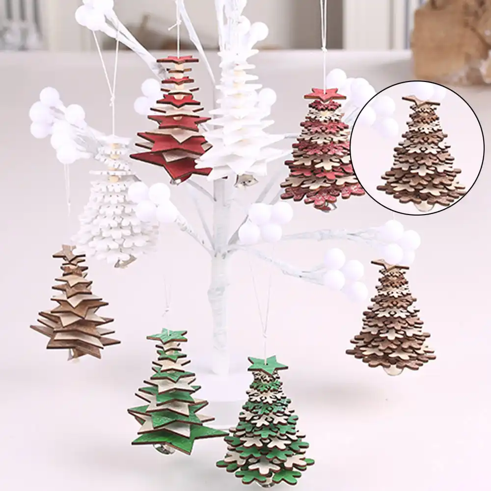 drops wooden mini christmas tree ornaments home decoration table