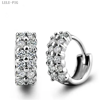 LULU-PIG Hot new 925 sterling silver ornaments double row crystal earrings women's style high - end ear ring EH025
LULU-PIG Hot new 925 sterling silver ornaments double row crystal earrings women's style high - end ear ring EH025
