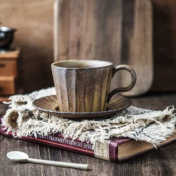 Stoneware Simple Ceramic Japanese Coffee Cup and Saucer Set Porcelain Retro Cup and Saucer Set Modern Design Tazas De Cafe
Stoneware Simple Ceramic Japanese Coffee Cup and Saucer Set Porcelain Retro Cup and Saucer Set Modern Design Tazas De Cafe