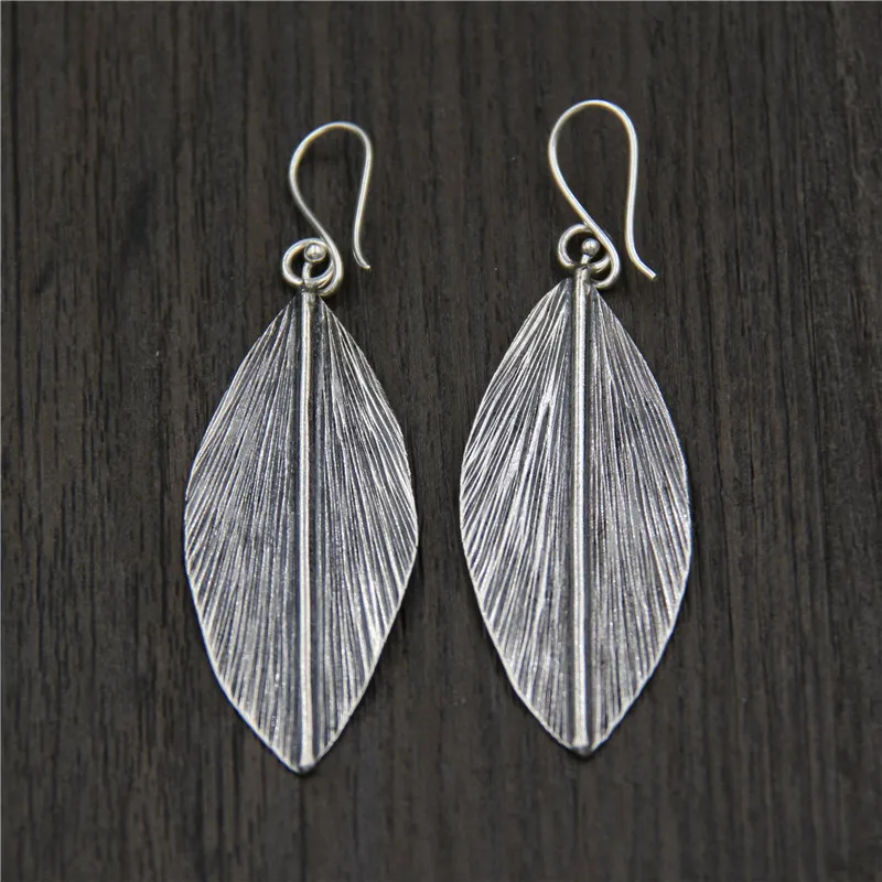 20*56MM 100% 925 Sterling Silver Vintage Leaf Drop Earring for Women Handmade S925 Fine Jewelry 
20*56MM 100% 925 Sterling Silver Vintage Leaf Drop Earring for Women Handmade S925 Fine Jewelry