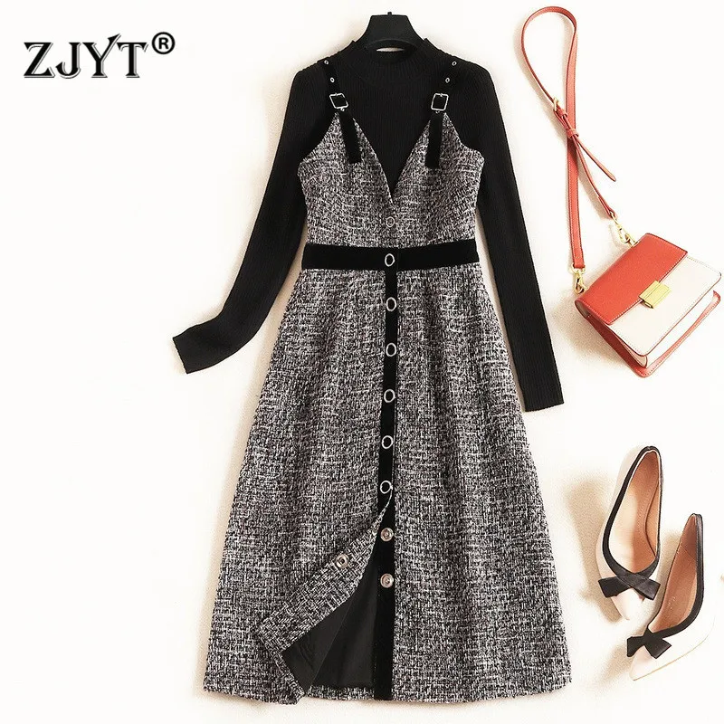 High Quality Designer Autumn WInter Dresses for Women Fashion Long Sleeve Pullover Knit Top and Woolen Dress 2pcs Vestidos
High Quality Designer Autumn WInter Dresses for Women Fashion Long Sleeve Pullover Knit Top and Woolen Dress 2pcs Vestidos