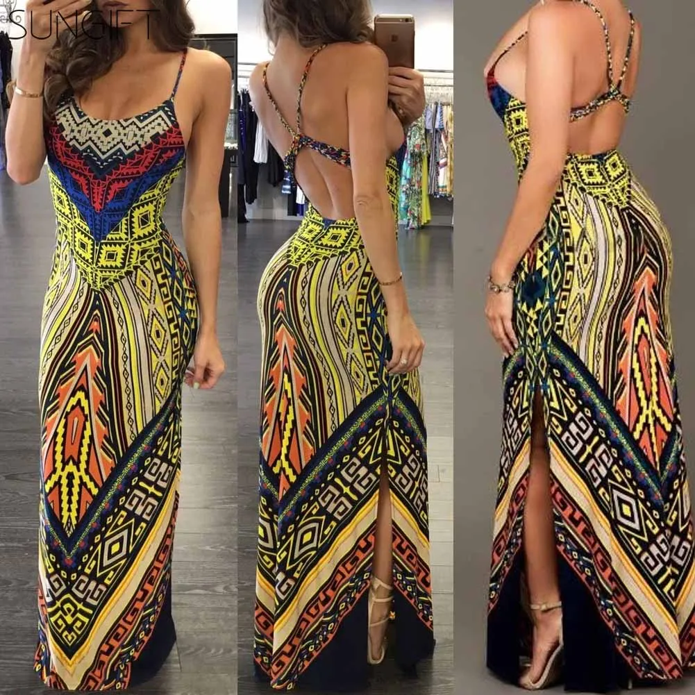SUNGIFT 2019 African Women Dress Dashiki Open Back Ethnic Print Side Slit Maxi Dress Backless Maxi Dress 2019 Summer Sexy Dress
SUNGIFT 2019 African Women Dress Dashiki Open Back Ethnic Print Side Slit Maxi Dress Backless Maxi Dress 2019 Summer Sexy Dress