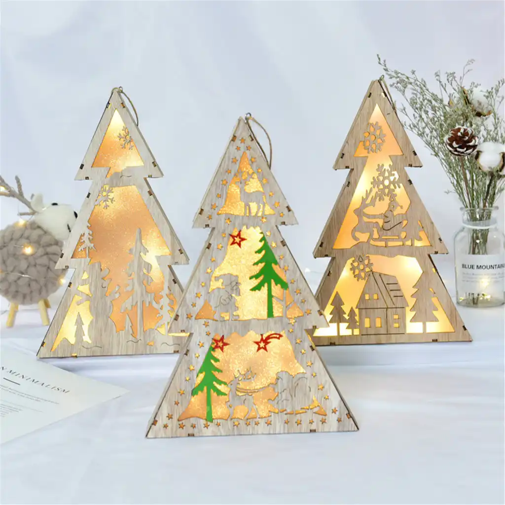 house cute christmas tree ornaments window holiday decoration