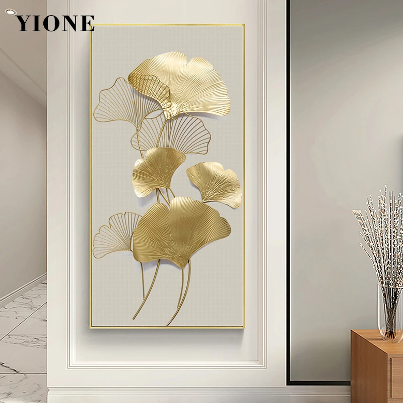 Golden Ginkgo Biloba Canvas Painting Modern Luxury Plant Wall Art Poster Print Pictures for Living Room Office Home Decoration | Дом и сад