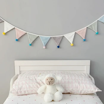 243cm Pennant Flannel Bunting Banner Hanging Flags String with Plush Balls Kids Garland Party Room Decoration
243cm Pennant Flannel Bunting Banner Hanging Flags String with Plush Balls Kids Garland Party Room Decoration