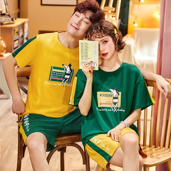 New Arrival Summer Cotton cartoon pajama for Couple Short-sleeved Pyjamas Set O-neck Loose Soft Plus Size M-XXXL Lovers Homewear 
New Arrival Summer Cotton cartoon pajama for Couple Short-sleeved Pyjamas Set O-neck Loose Soft Plus Size M-XXXL Lovers Homewear