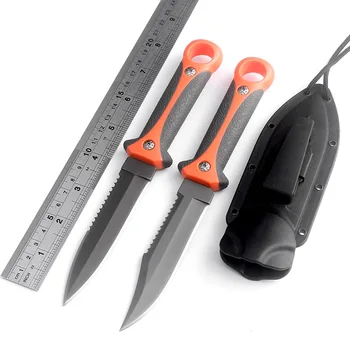 New fixed Blade Hunting Knife Gray Titanium + Rubber Handle Camping Survival Tactical Knife Diving Half Teeth Pocket Knives
New fixed Blade Hunting Knife Gray Titanium + Rubber Handle Camping Survival Tactical Knife Diving Half Teeth Pocket Knives