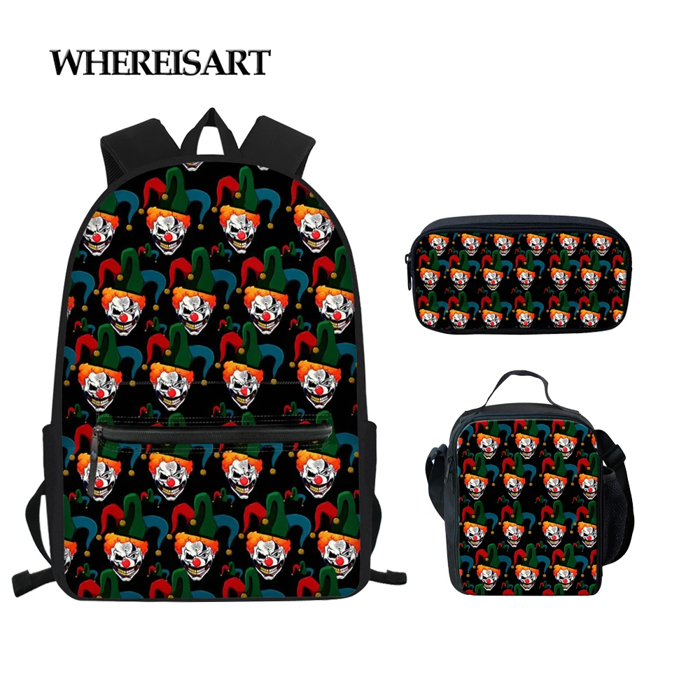WHEREISART Personality Clown Print School Bag for Teenage Boys Cool Black Children School Bookbag Lightweight Kids Backbag
WHEREISART Personality Clown Print School Bag for Teenage Boys Cool Black Children School Bookbag Lightweight Kids Backbag