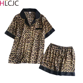 2020 Summer New Fashion Short Sleeve Pajamas Woman Imitate Real Silk Sleepwear Leopard Print Sexy Pajama Set
2020 Summer New Fashion Short Sleeve Pajamas Woman Imitate Real Silk Sleepwear Leopard Print Sexy Pajama Set