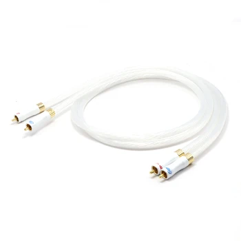 

1pair hi-end 5N Silver Plated OCC RCA Analog cable RCA to RCA Video Cable hifi Audio Speaker interconnct Cord