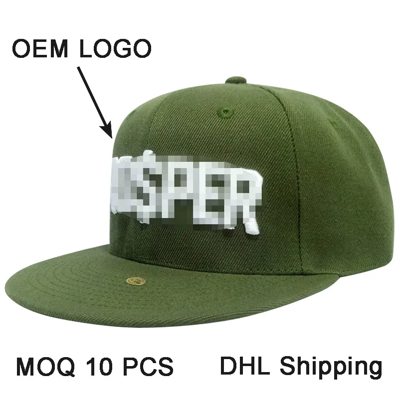 

10 PCS MOQ Fitted Dark Army Green Customized Color Large Size Logo Tennis Snap Full Closing Back Cap Custom Baseball Hat