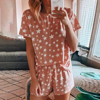 Summer women's Pajamas Sets Cotton short-sleeved Shorts Student Suit Can Be Worn Outside two-piece Home Clothes Printing 
Summer women's Pajamas Sets Cotton short-sleeved Shorts Student Suit Can Be Worn Outside two-piece Home Clothes Printing