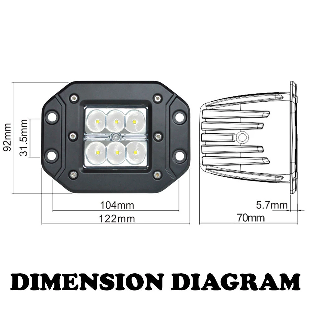 

2Pcs Flush Mount LED Work Light 18W Rear Bumper Fog Lamp Worklight for 4x4 Offroad Trailer Pick-up Truck ATV Car Tractor SUV 12V