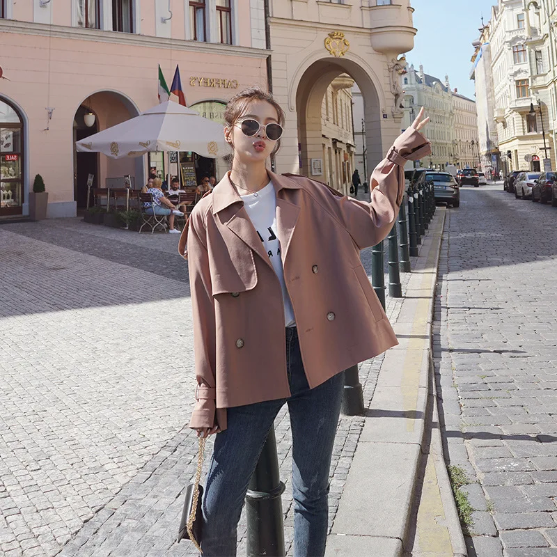 2019 Autumn New Style Korean-style Casual Loose-Fit Double Breasted Jacket Thin Coat Short Trench Coat Women's
2019 Autumn New Style Korean-style Casual Loose-Fit Double Breasted Jacket Thin Coat Short Trench Coat Women's