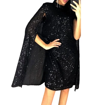 Black/Apricot Glitter Mock Neck Cape Design Sequins Swing Dress Women Fashion Winter Spring Party Night Club Elegent Dresses
Black/Apricot Glitter Mock Neck Cape Design Sequins Swing Dress Women Fashion Winter Spring Party Night Club Elegent Dresses