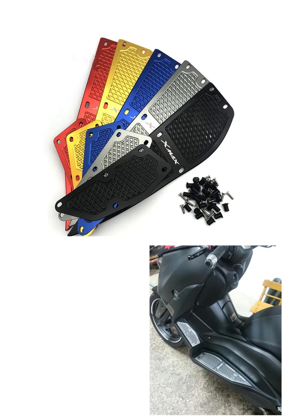 Motorcycle Modified XMAX Footrest Footpads Aluminum Alloy Mats Plate Pedals for Yamaha 2017 Xmax 2018 2019 XMAX X-MAX 250 300
Motorcycle Modified XMAX Footrest Footpads Aluminum Alloy Mats Plate Pedals for Yamaha 2017 Xmax 2018 2019 XMAX X-MAX 250 300