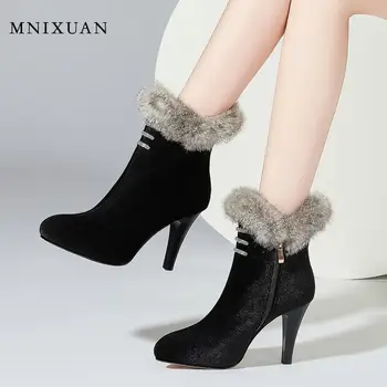 Winter shoes women high heels platform ankle boots 2020 new suede sexy crystal thin heels with fur ladies black booties size 45
Winter shoes women high heels platform ankle boots 2020 new suede sexy crystal thin heels with fur ladies black booties size 45
