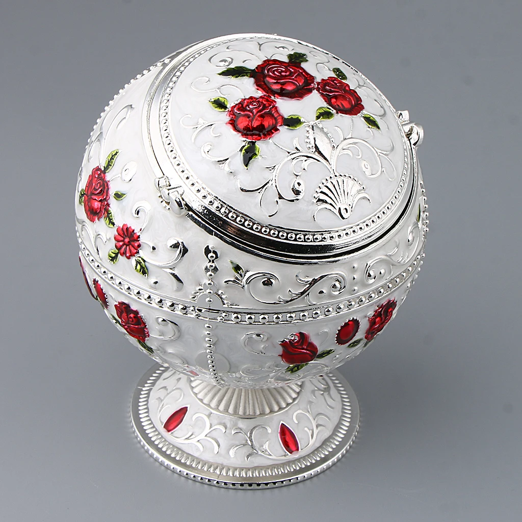 Zinc Alloy Jewelry Box With Lid Windproof Ashtray Vintage Flower Embossed Jewelry Jar Trinket Case Storage Zinc Alloy Jewelry Box With Lid Windproof Ashtray Vintage Flower Embossed Jewelry Jar Trinket Case Storage