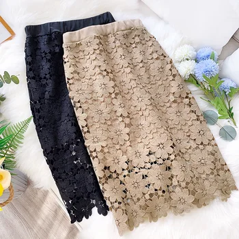 Black White Lace Midi Skirt Women Fashion 2020 Spring Summer Korean Cute Elegant Office Knee Length Skirt Female Lady 
Black White Lace Midi Skirt Women Fashion 2020 Spring Summer Korean Cute Elegant Office Knee Length Skirt Female Lady