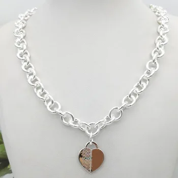 Love heart pendant necklace classic silver silver plated necklace jewelry, holiday gifts 
Love heart pendant necklace classic silver silver plated necklace jewelry, holiday gifts