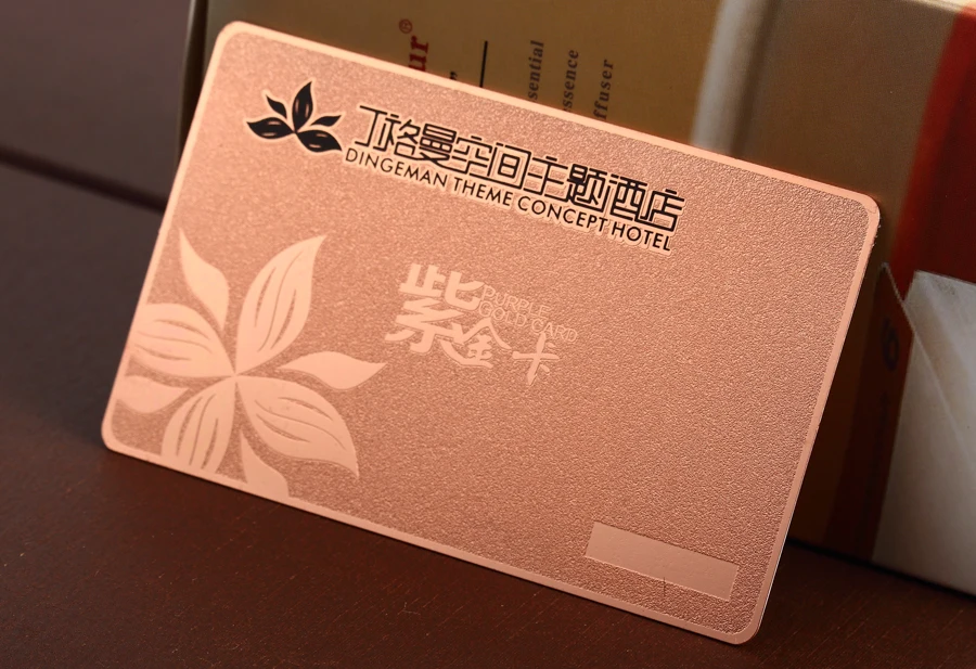 Rose gold stainless steel card hollow metal membership card plating brushed stainless steel card custom 