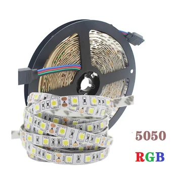 

LED Strip 5050 DC12V 60LEDs/m Flexible LED Light RGB RGBW LED Strip 300LEDs No-Waterproof 5M/Lot Brighter Than 2835 3528 5630