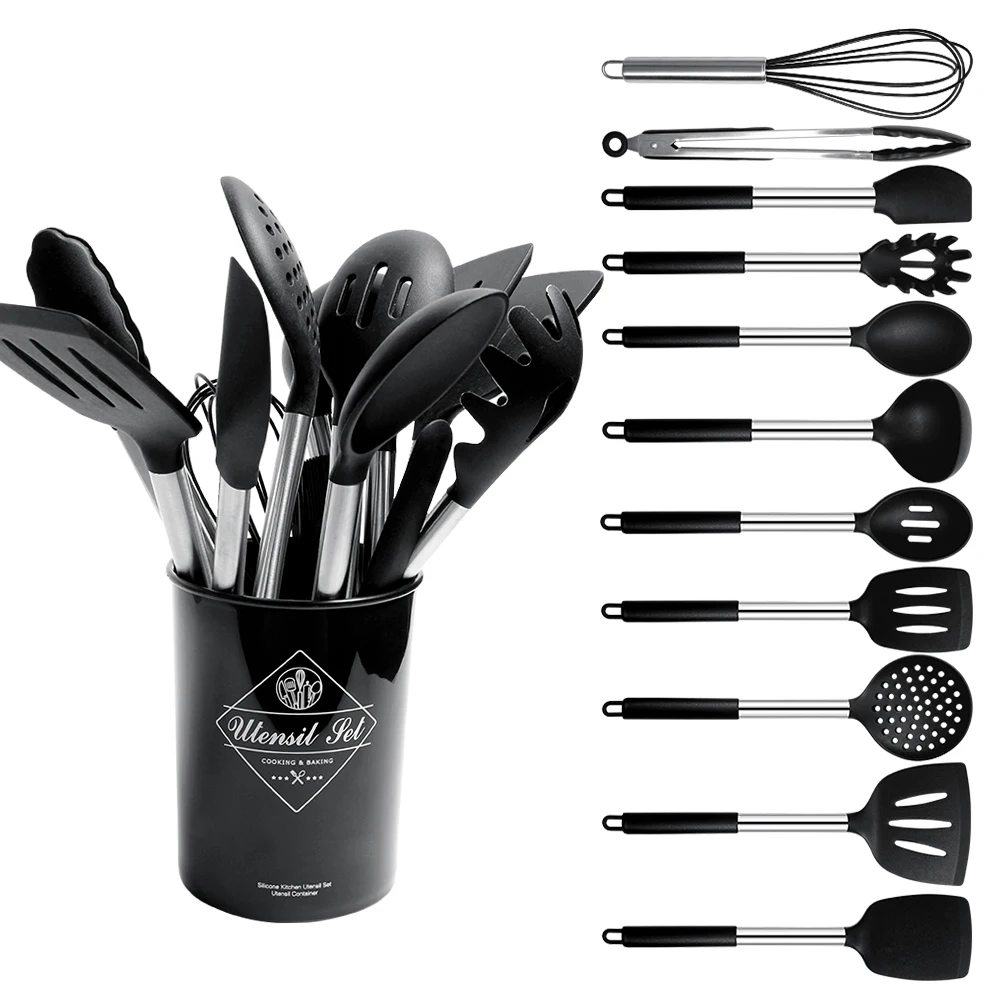 14PCS Silicone Cooking Turners Kitchenware Set Stainless Steel Handle Spatula Kitchen Utensils Baking Tools Kit with Bucket
14PCS Silicone Cooking Turners Kitchenware Set Stainless Steel Handle Spatula Kitchen Utensils Baking Tools Kit with Bucket