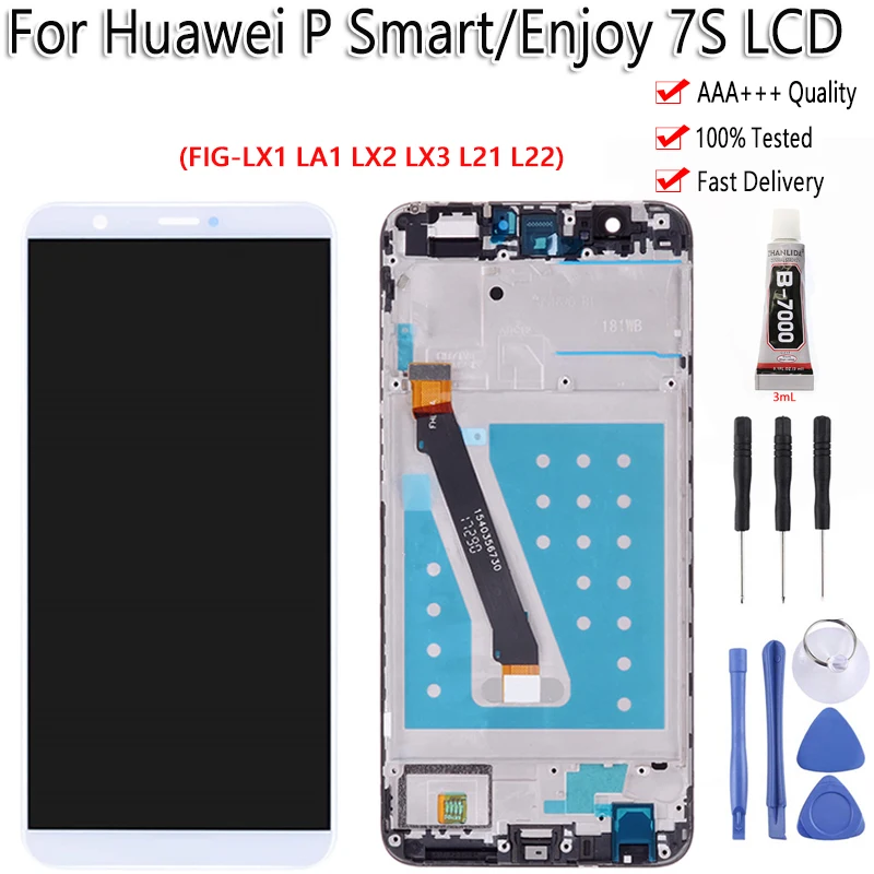 Sostituzione Assemblea Schermo LCD Display Digitizer Touch Screen Vetro per Huawei P Smart FIG-L21 FIG-L22 Fig-LX1 Fig-LX2 Fig-LX3 Fig-LA1 Enjoy 7S Nero