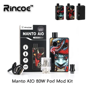 

Original Rincoe Manto AIO 80W Pod Mod Kit MTL & DTL E-cig Vape Kit powered by 18650 Battery & 3ml Manto AIO Pod Vs Drag Nano