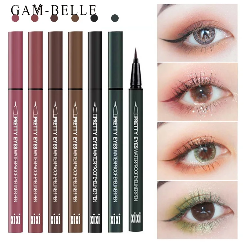 

GAM-BELLE Waterproof Long Lasting Black Eyeliner Pencil Fast Dry Not Blooming Charm Eye Liner Pen Liquid Pigments Makeup Tool