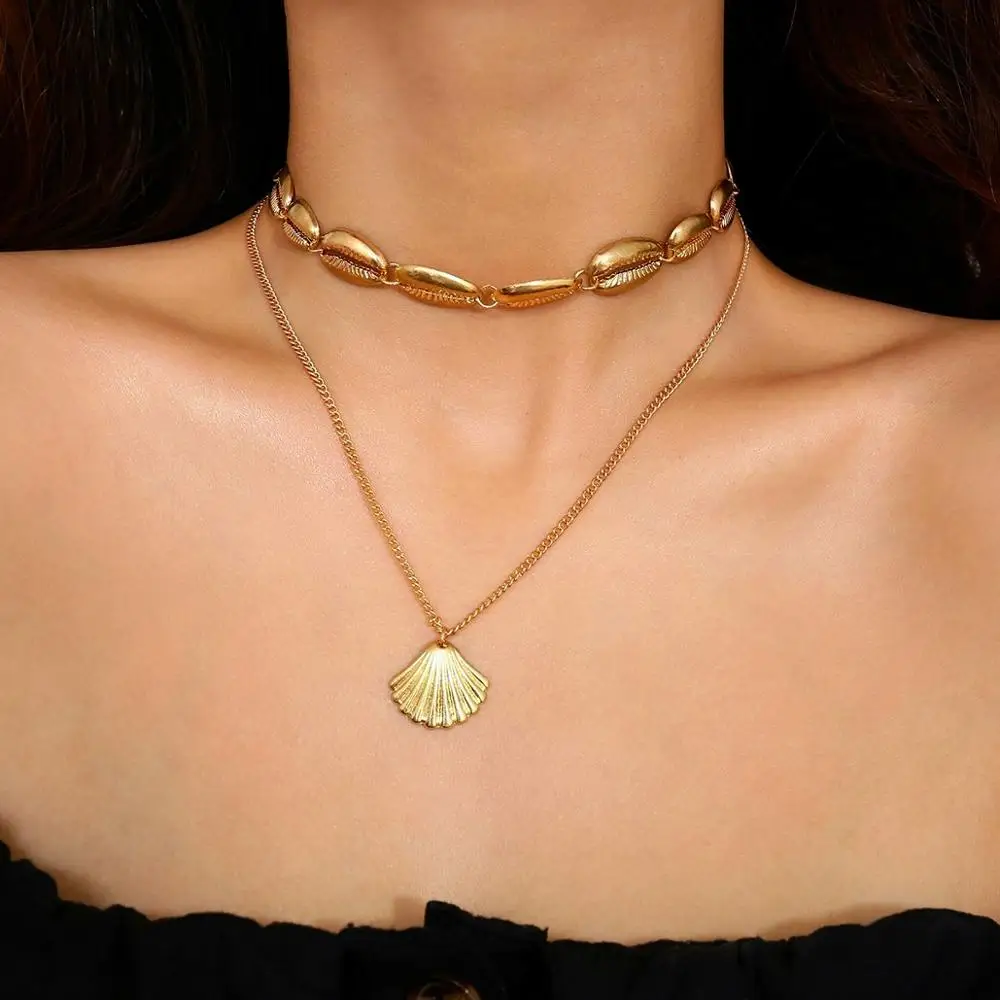 Bohemian alloy shell Shell Choker necklace female simple ethnic style Multilayer Gold Sliver Necklaces & Pendants clavicle chain
Bohemian alloy shell Shell Choker necklace female simple ethnic style Multilayer Gold Sliver Necklaces & Pendants clavicle chain