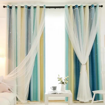 Hollow Star Design Double Layer Window Curtain Gauze Light Transmitting Curtain Light Blocking Drapery Hook And Type Rod Type
Hollow Star Design Double Layer Window Curtain Gauze Light Transmitting Curtain Light Blocking Drapery Hook And Type Rod Type