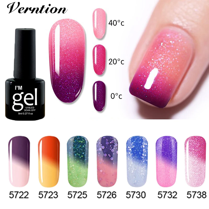 Фото Verntion Temperature Change UV Gel Lacquer Nail Polish Manicure Thermo Art Mood Color Hybrid Varnish | Красота и здоровье