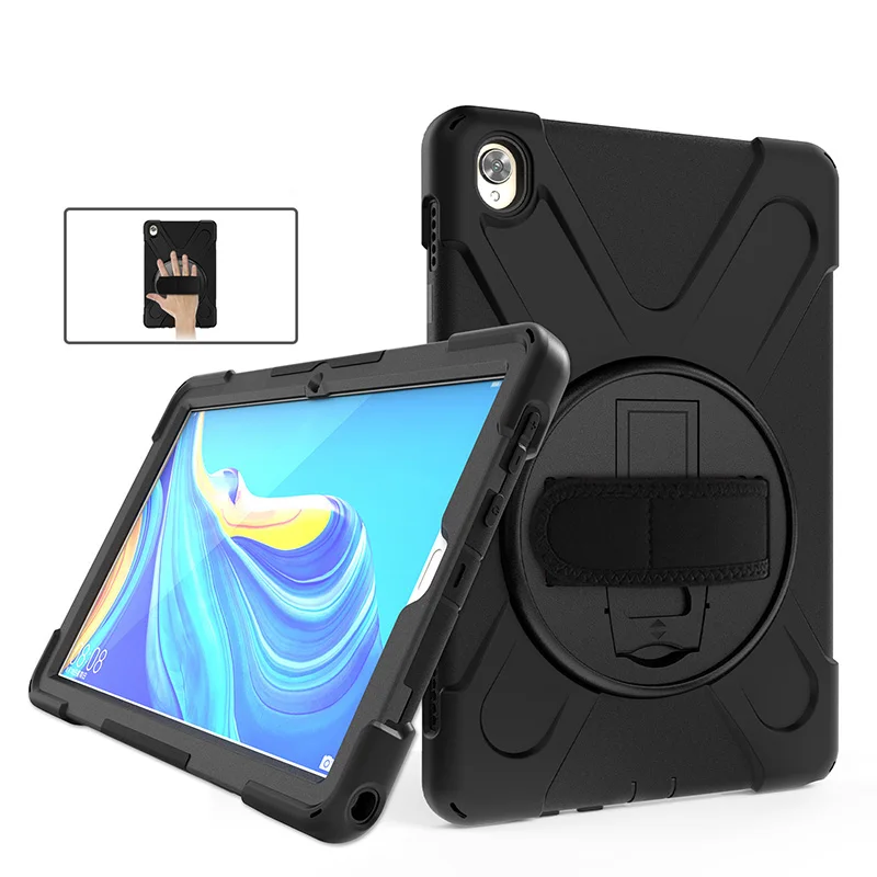 

360 Degree Rotation Durable Silicone Case with Wrist Strap and Kickstand for Huawei Medipad M6 10.8 Tablet Kids Cover+Stylus