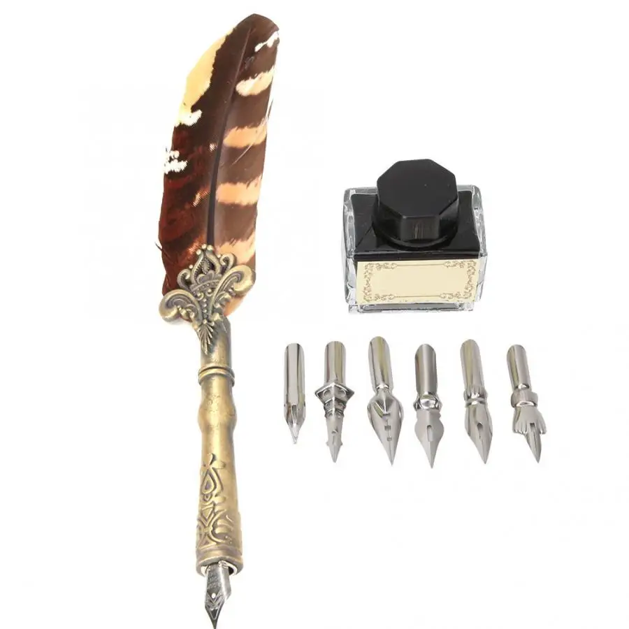 European Retro Feather Dip Pen Stainless Steel Nibs Writing Pen Set Gift with Packing Box
European Retro Feather Dip Pen Stainless Steel Nibs Writing Pen Set Gift with Packing Box