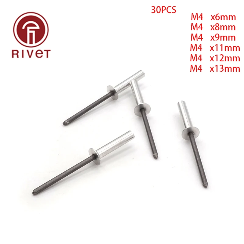 DIN 15974 30pcs M4*6/8/9/11/12/13 Aluminum Countersunk Head Closed End Blind Rivet Sealed Blind Rivet Water Air Tightness Rivets
DIN 15974 30pcs M4*6/8/9/11/12/13 Aluminum Countersunk Head Closed End Blind Rivet Sealed Blind Rivet Water Air Tightness Rivets