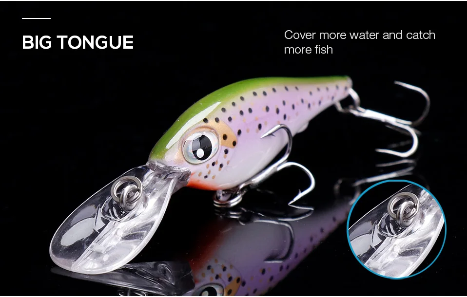 TREHOOK 7.4cm 4g Floating Wobblers Black Minnow Fishing Lure Crankbait Artificial Lures Hard Bait Fishing Products Tackle Lures 012