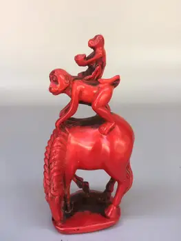 Collection Chinese Red Coral Carved Monkey Riding Horse Sending Wealth Money Lucky Animal Statue Home Decoration
Collection Chinese Red Coral Carved Monkey Riding Horse Sending Wealth Money Lucky Animal Statue Home Decoration