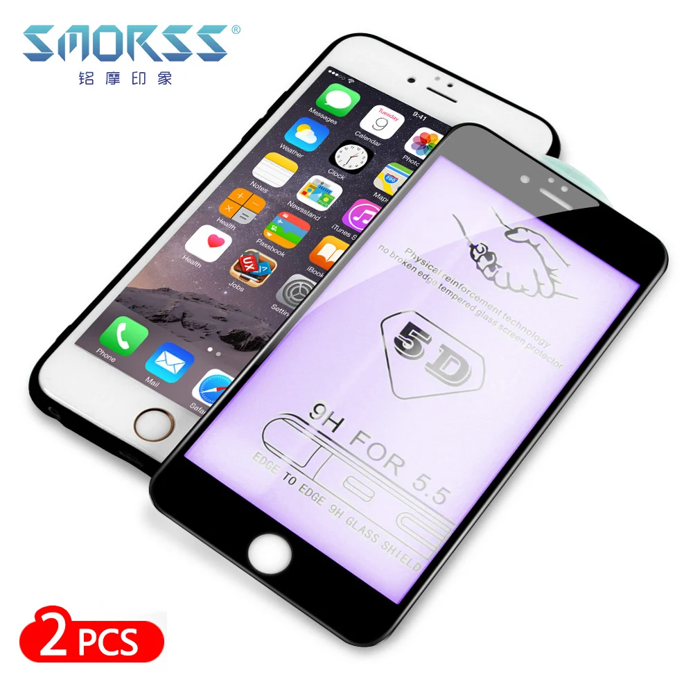 

2PCS 5D Anti-Blu-ray Protection Film for iphone 6 7 8 6S PLUS HD Tempered Glass Full Screen Coverage Protective Phone Glass Film