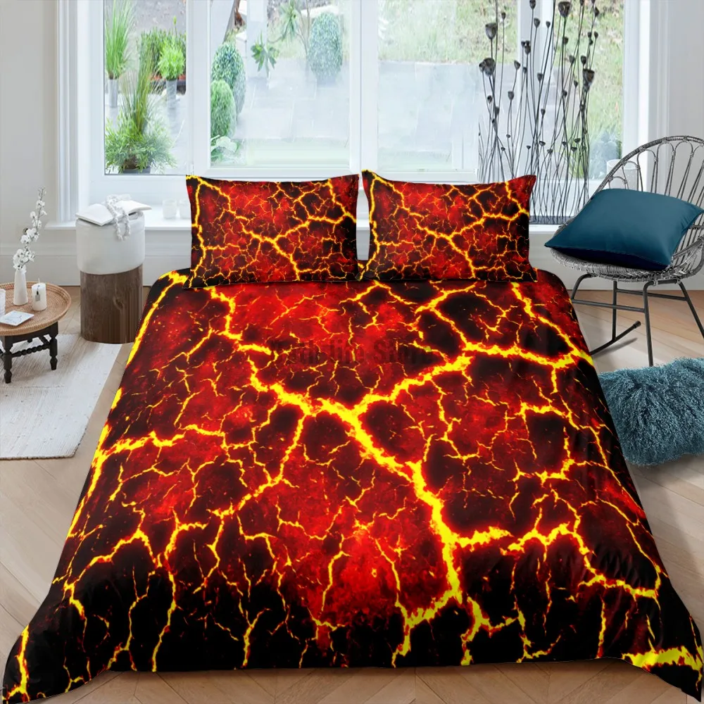 

Flame Red Marble Bedding Set 3d Marbling Duvet Cover Linen Comforter for Kids Adults Twin Queen King Size Room Decor