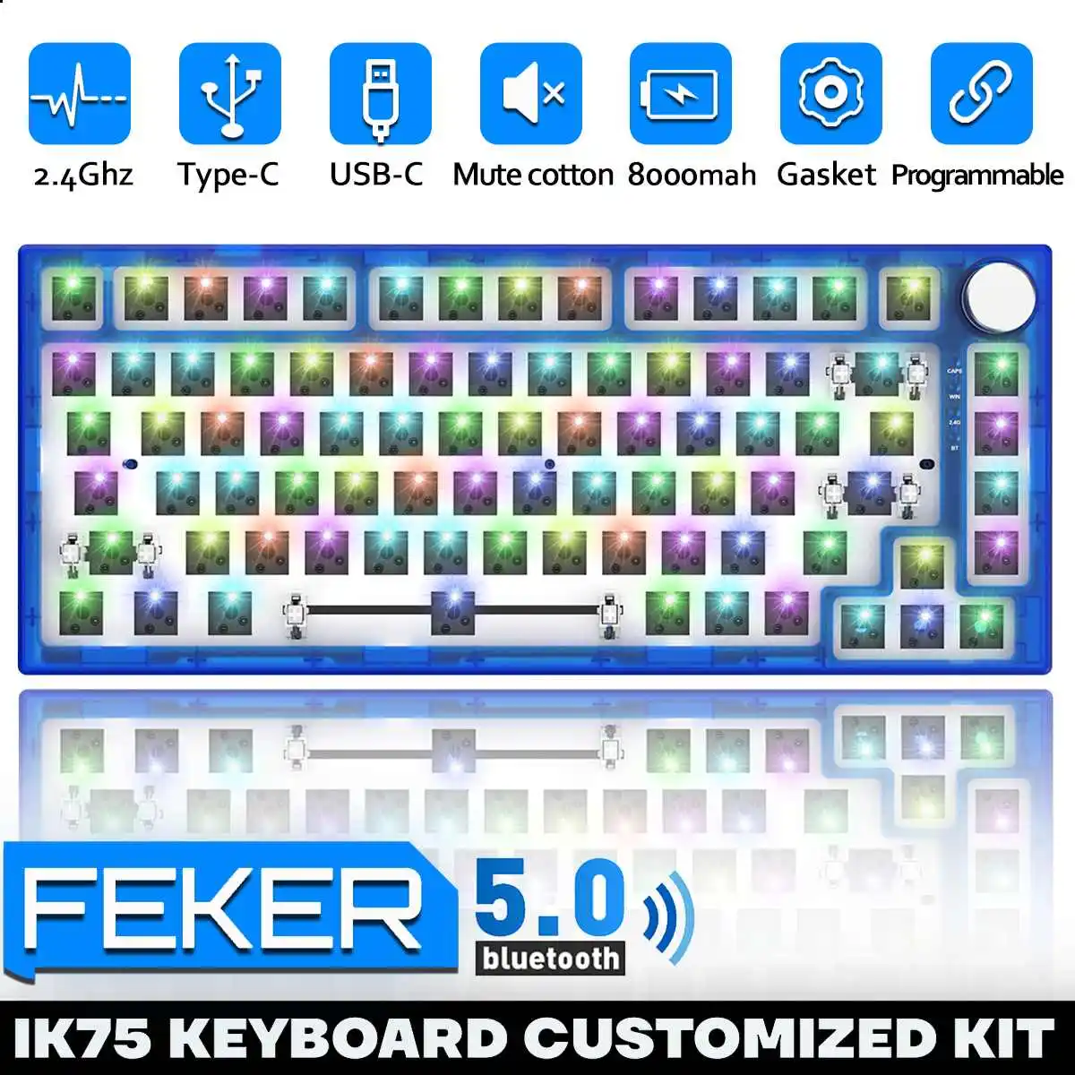Комплект механической клавиатуры FEKER IK75 82 кнопки кнопка в режиме 2 4G проводной +