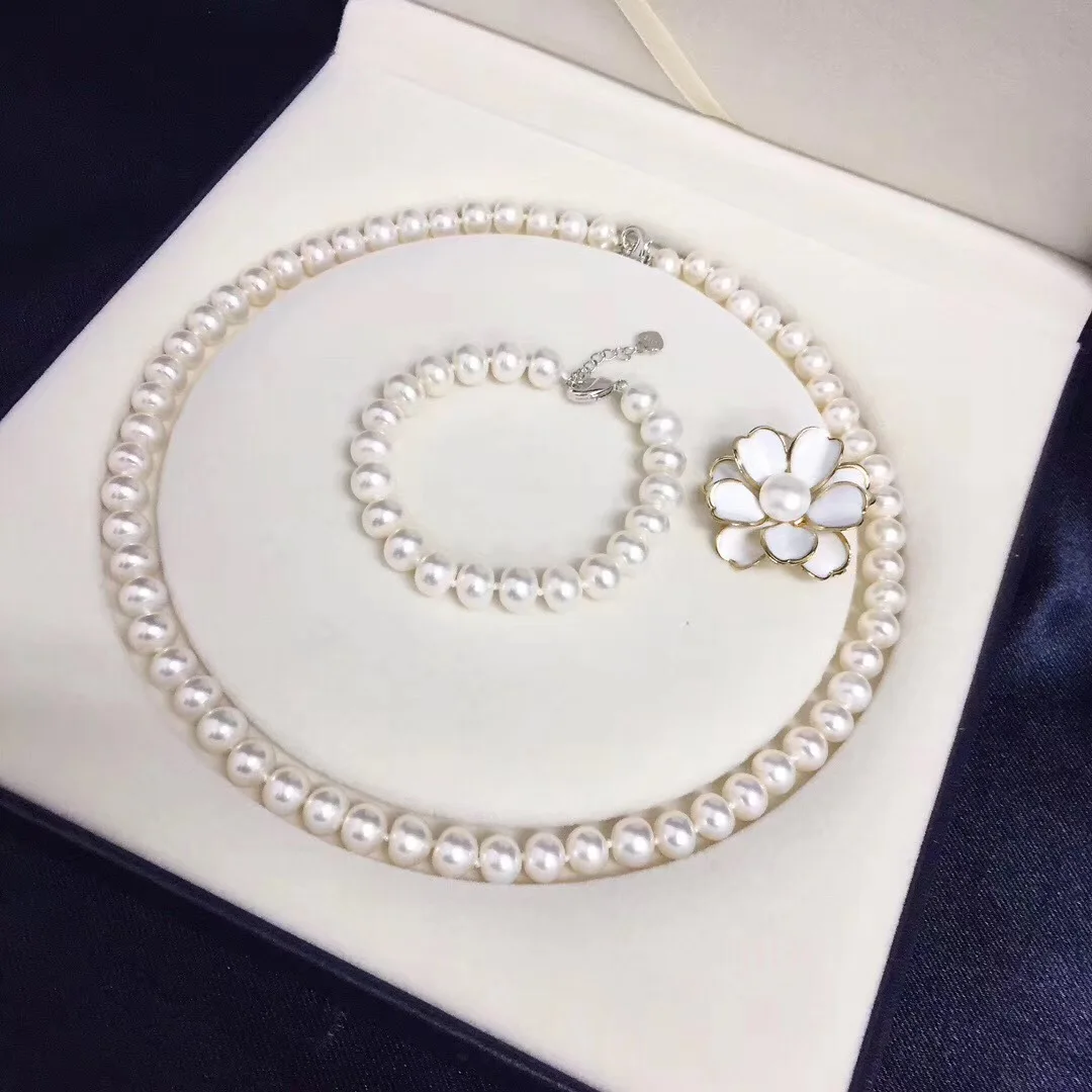 Zhuji Mountain Lake S925 Silver Clasp 8 ~ 9mm Natural Freshwater Pearl Necklace Set Multi--Selectable Simple Fashion
Zhuji Mountain Lake S925 Silver Clasp 8 ~ 9mm Natural Freshwater Pearl Necklace Set Multi--Selectable Simple Fashion