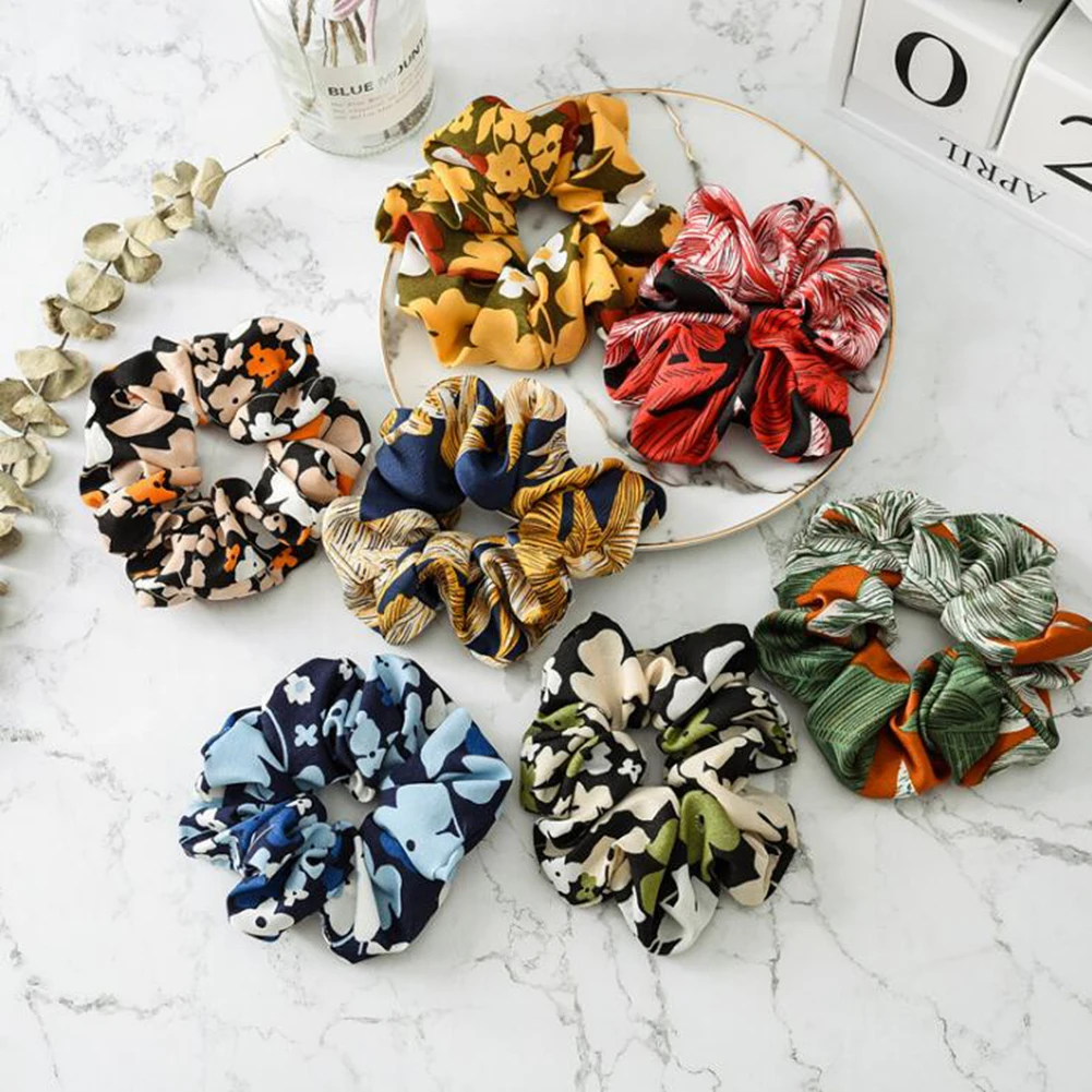 

1 Pcs Hair Accessories Women Scrunchie Ponytail Holder Flower Scrunchies Pack Hair Ties Elastics Hair Bands For Girls