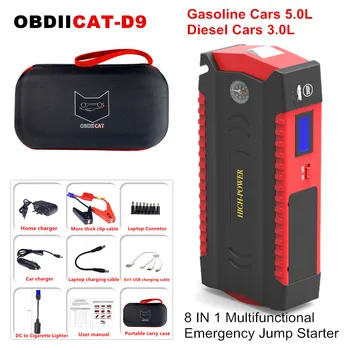 8IN1 Multi-Function Car-Jump-Starter OBDIICAT-D9 Mini-Portable SOS Lights 600A Peak Charger Power-Bank For Petrol Diesel Cars
8IN1 Multi-Function Car-Jump-Starter OBDIICAT-D9 Mini-Portable SOS Lights 600A Peak Charger Power-Bank For Petrol Diesel Cars