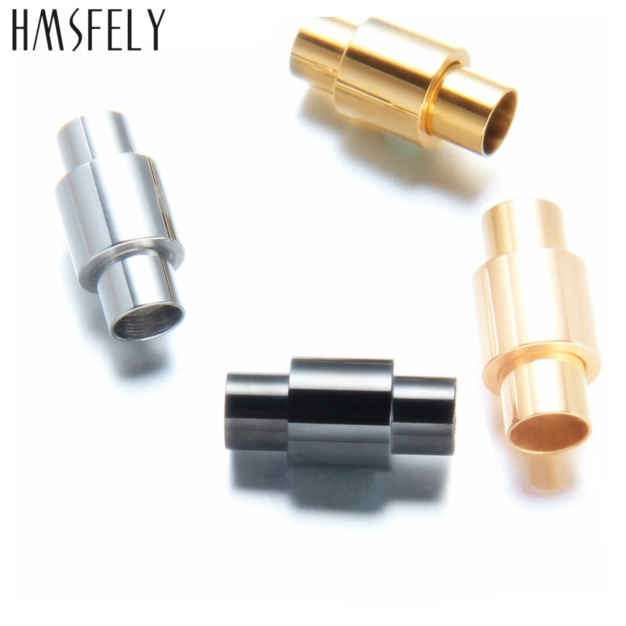 

HMSFELY 6mm Hole Size Magnetic Clasp Plating Rose Gold Black 316L Stainless Steel Magnet Buckles Leather Bracelet Accessories